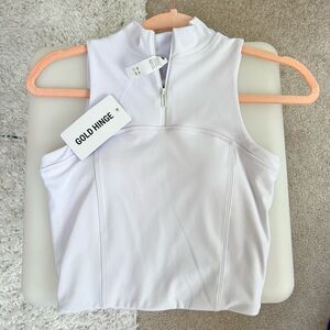 Gold hinge- white day to night quarter zip top
